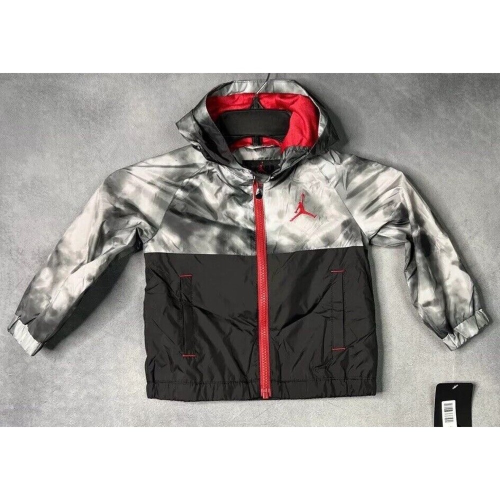 JORDAN Kids Rain Jacket Hooded Water Repellent Mesh Lining Tie-dye Boys Size 24M